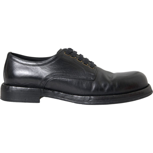 Dolce & Gabbana Black Horse Leather Derby Men Dress Shoes Dolce & Gabbana