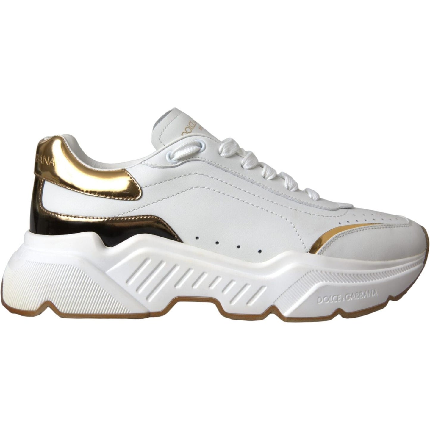 Dolce & Gabbana White Gold DAYMASTER Leather Sneakers Shoes Dolce & Gabbana