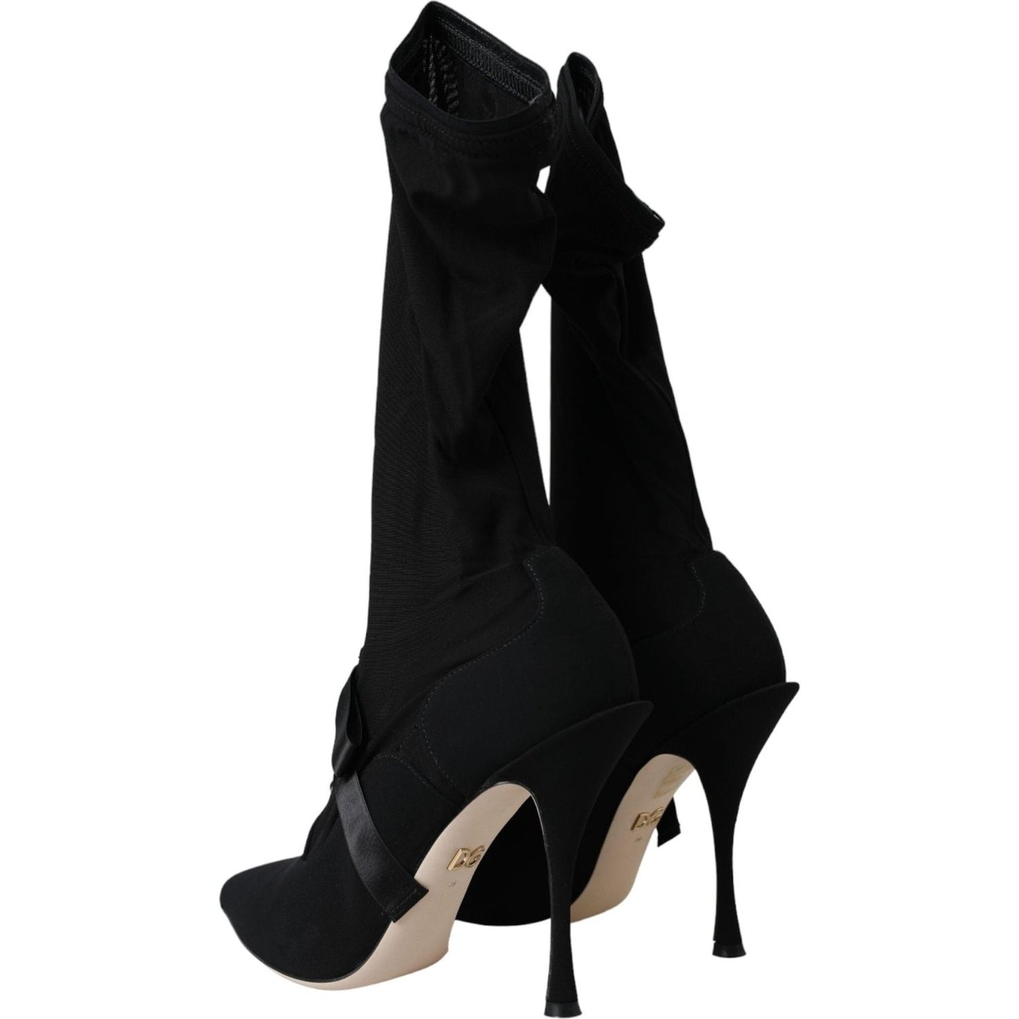 Dolce & Gabbana Black Stiletto Heels Mid Calf Boots Shoes Dolce & Gabbana