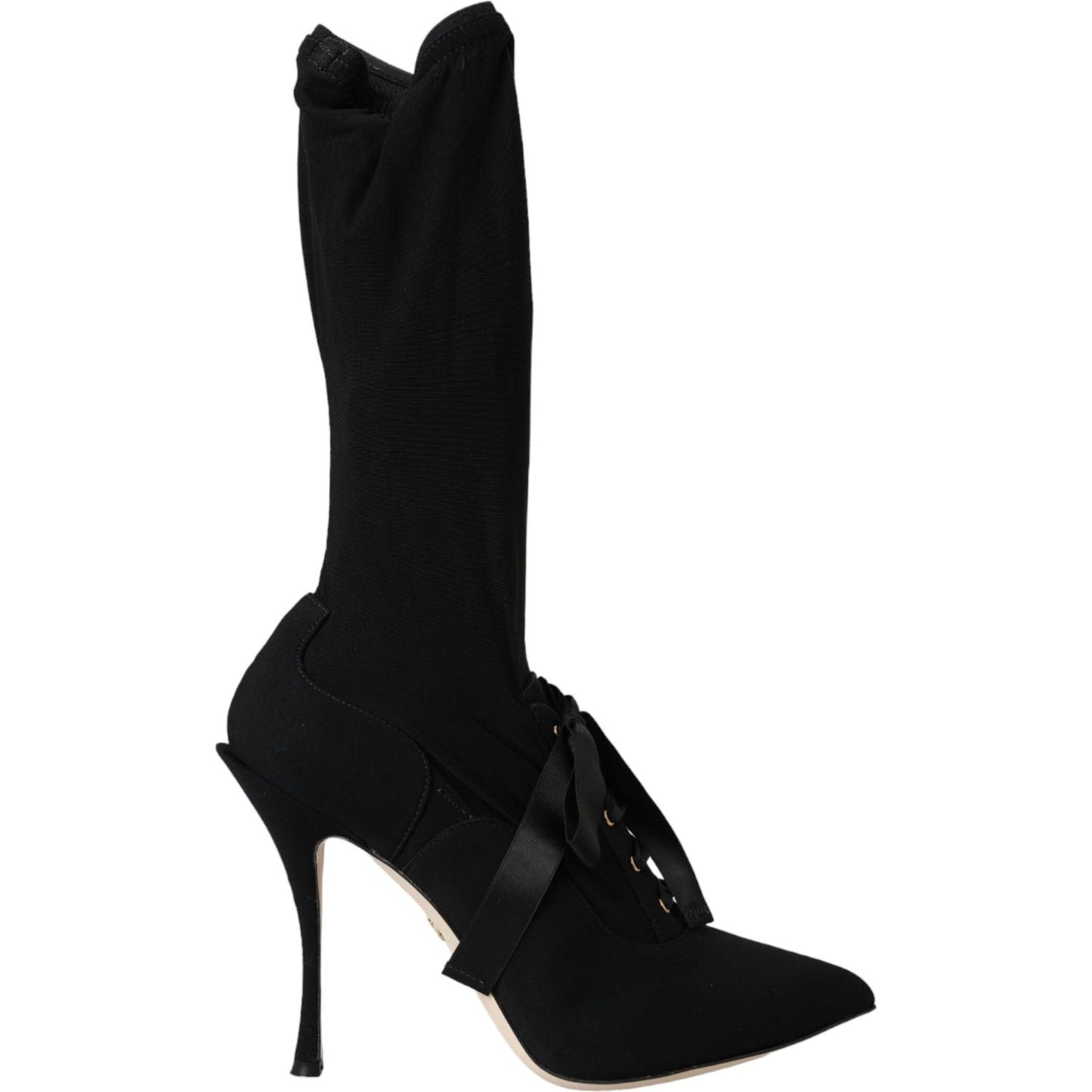 Dolce & Gabbana Black Stiletto Heels Mid Calf Boots Shoes Dolce & Gabbana