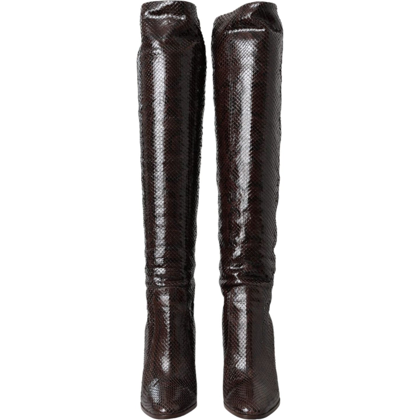 Dolce & Gabbana Brown Exotic Leather Heels High Boots Shoes Dolce & Gabbana