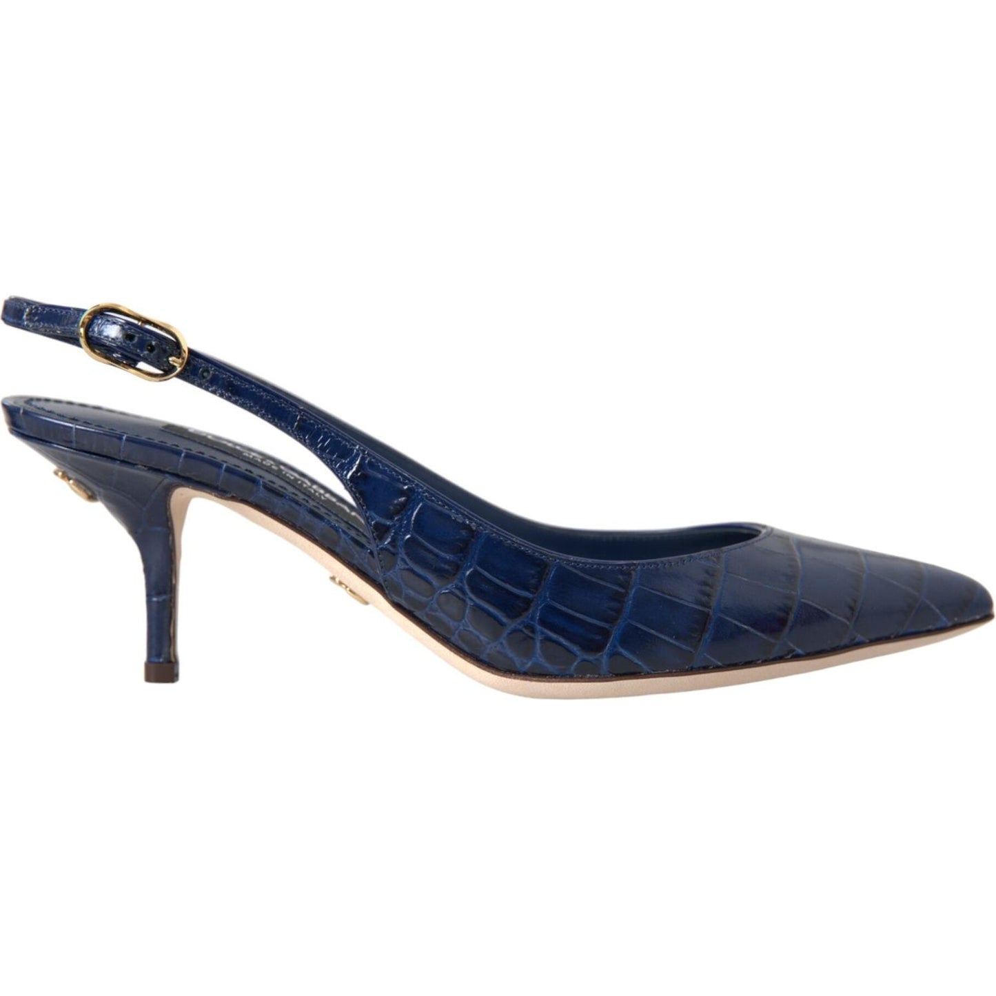 Dolce & Gabbana Dark Blue Croc Leather Slingbacks Shoes Dolce & Gabbana