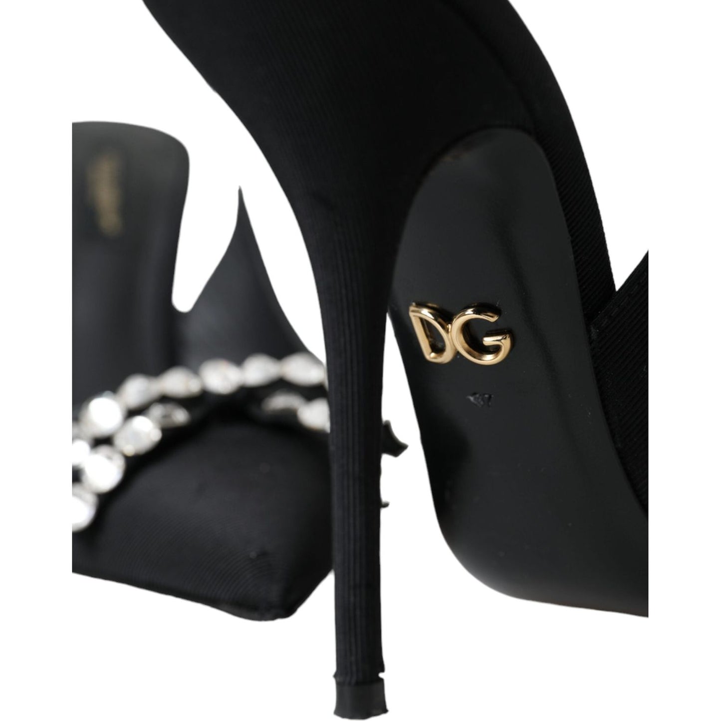 Dolce & Gabbana Black Crystal Embellished Slingback Shoes Dolce & Gabbana