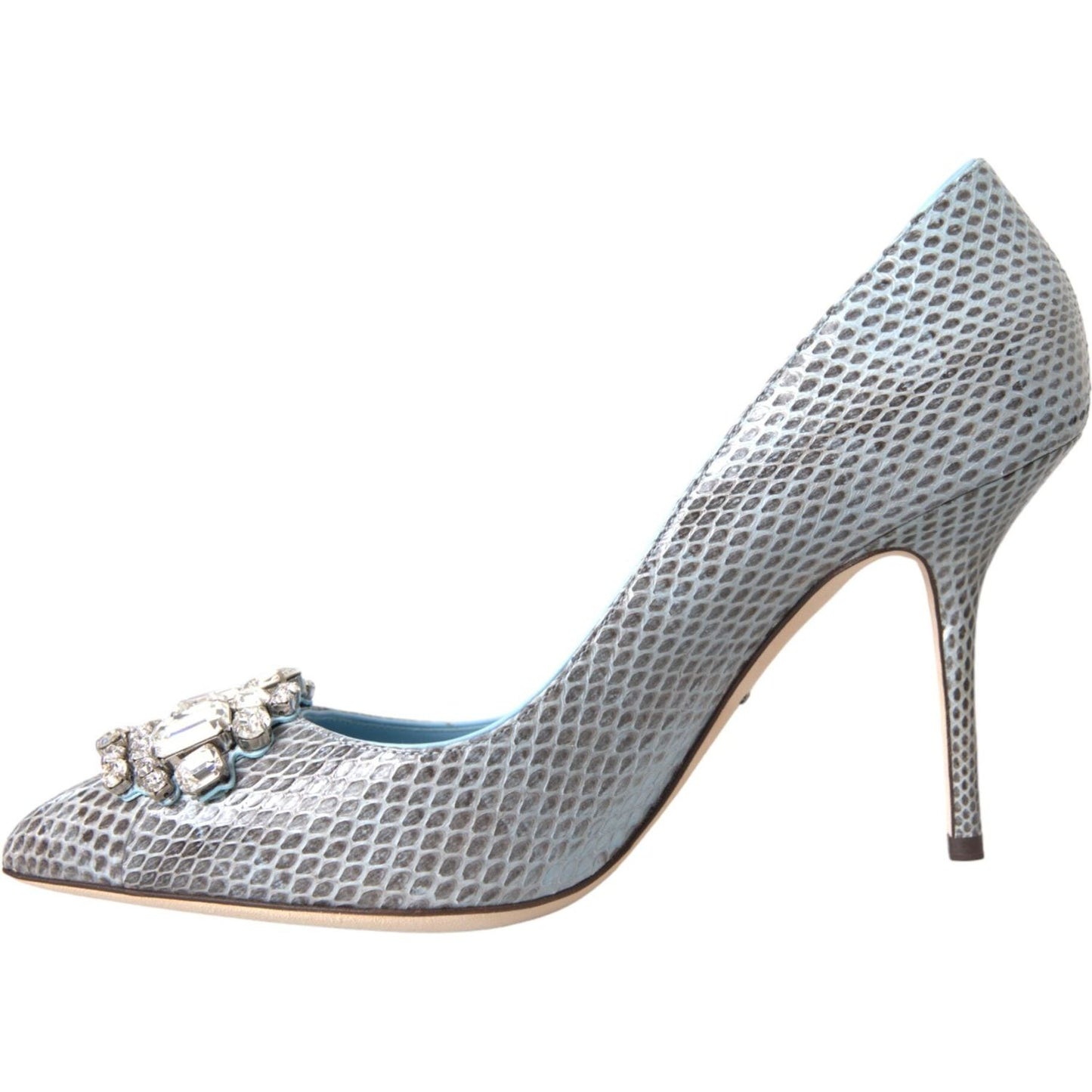 Dolce & Gabbana Light Blue Exotic Leather Crystal Bellucci Shoes Dolce & Gabbana