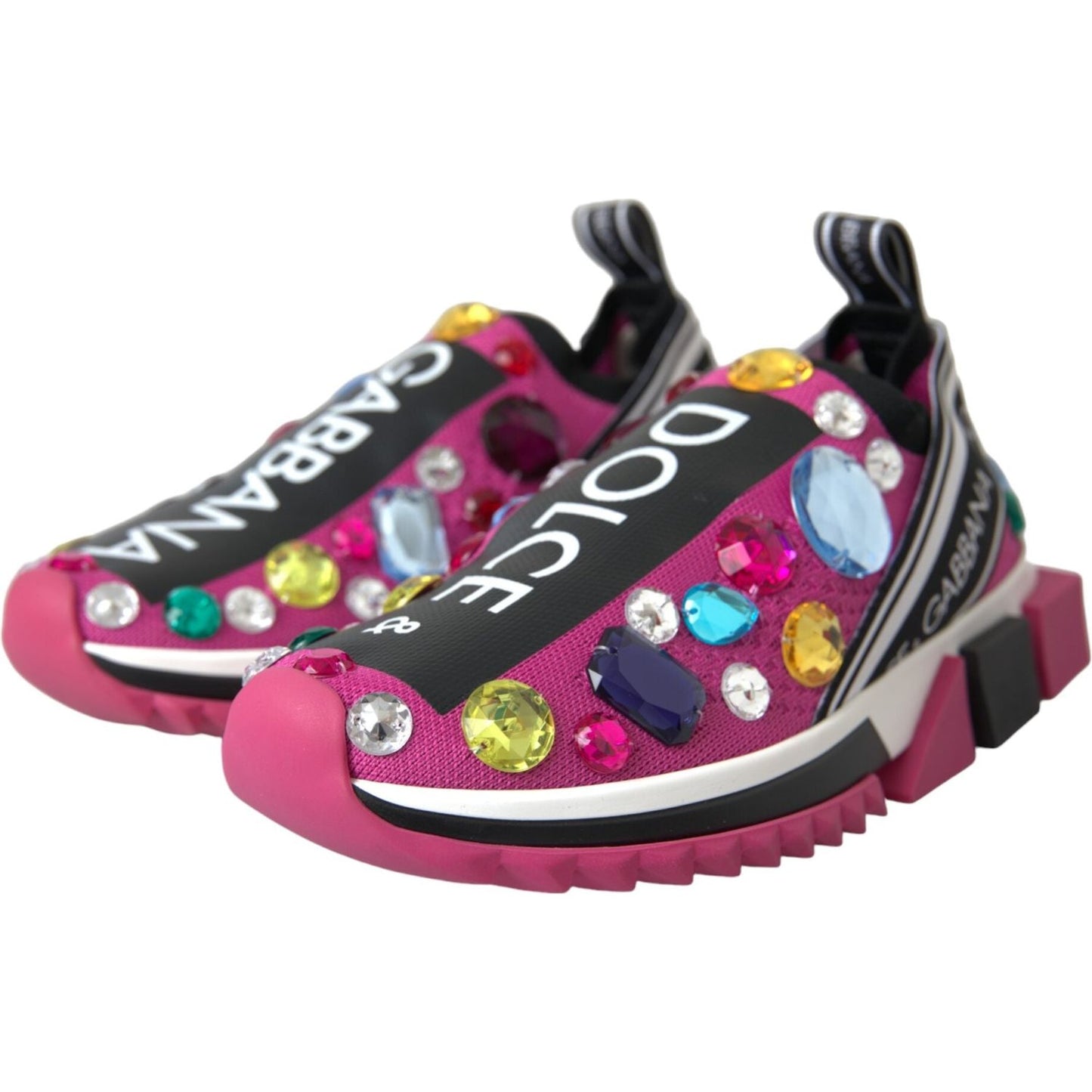 Dolce & Gabbana Pink Sorrento Crystals Sneakers Shoes Dolce & Gabbana