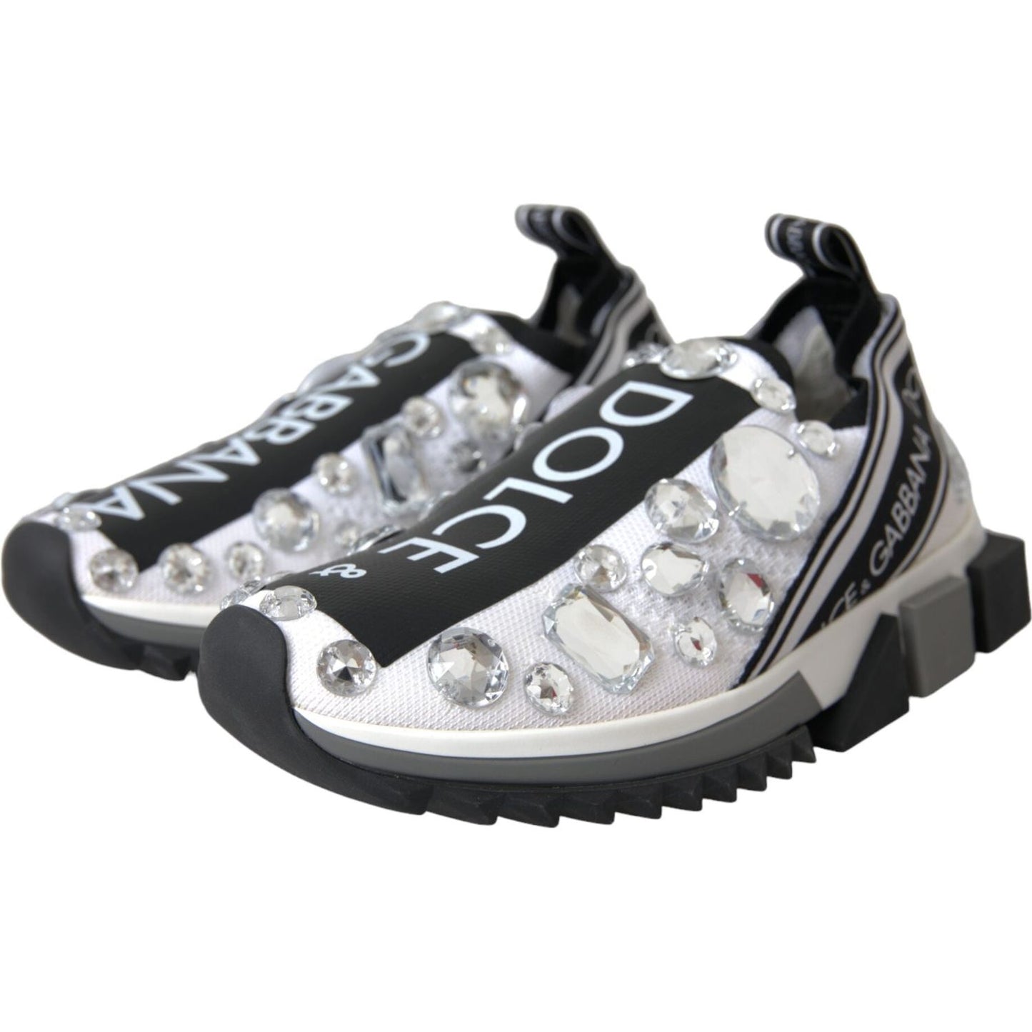 Dolce & Gabbana White Sorrento Crystals Sneakers Shoes Dolce & Gabbana