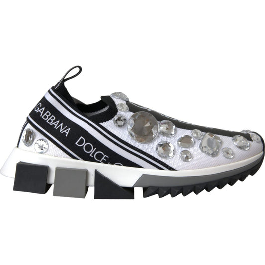 Dolce & Gabbana White Sorrento Crystals Sneakers Shoes Dolce & Gabbana