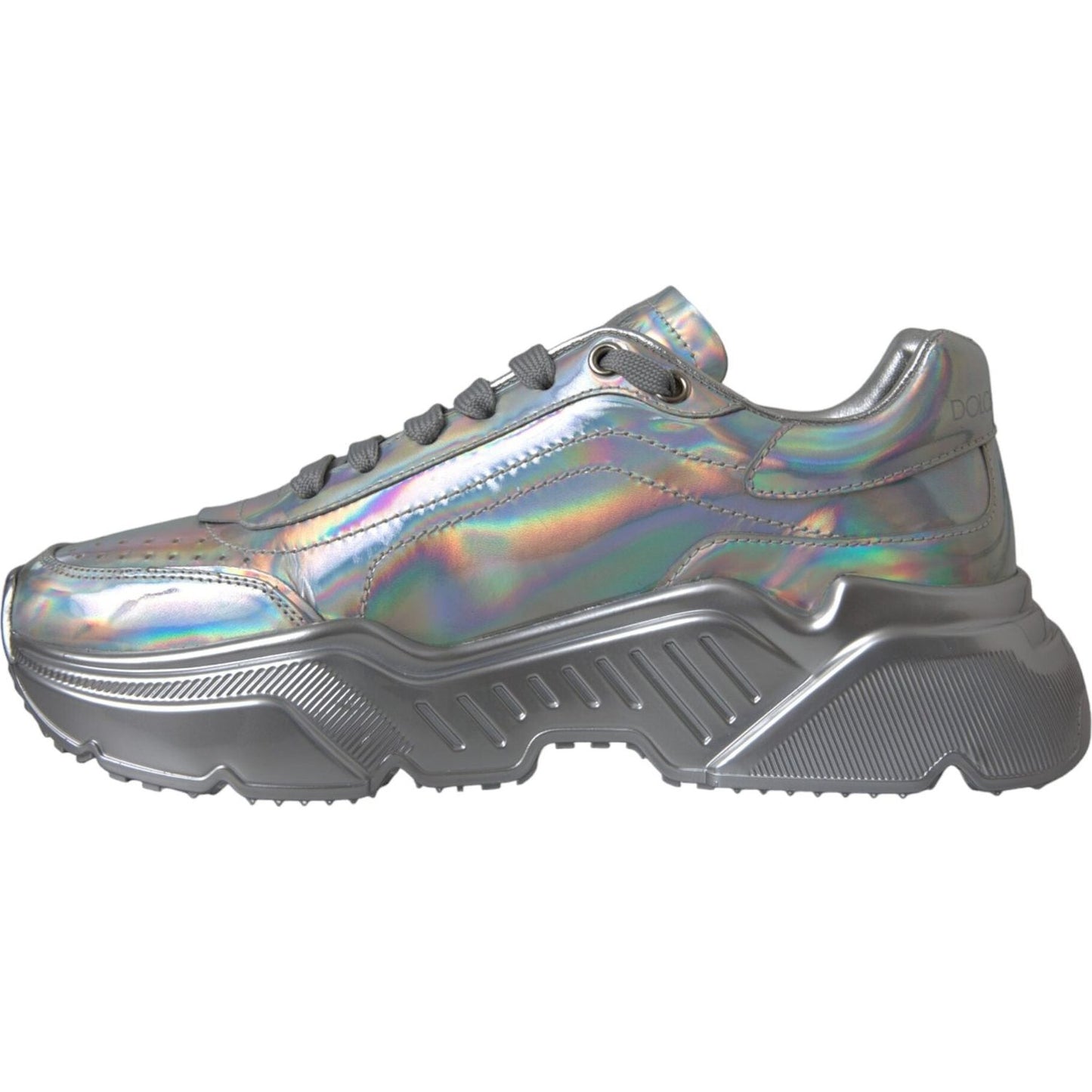 Dolce & Gabbana Silver Iridescent DAYMASTER Leather Sneakers Shoes Dolce & Gabbana