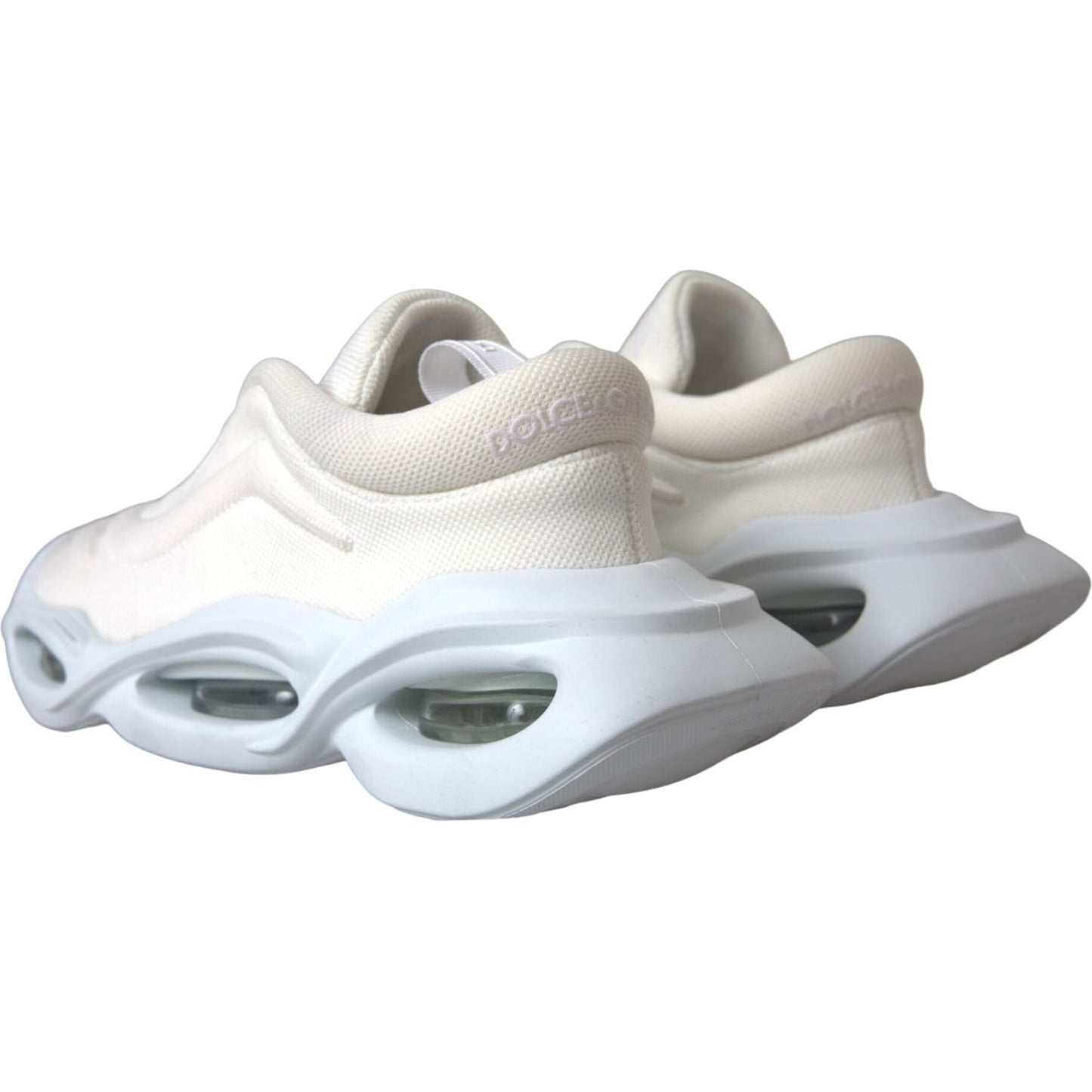 Dolce & Gabbana White Padded Fabric Wave Low Top Sneakers Shoes Dolce & Gabbana