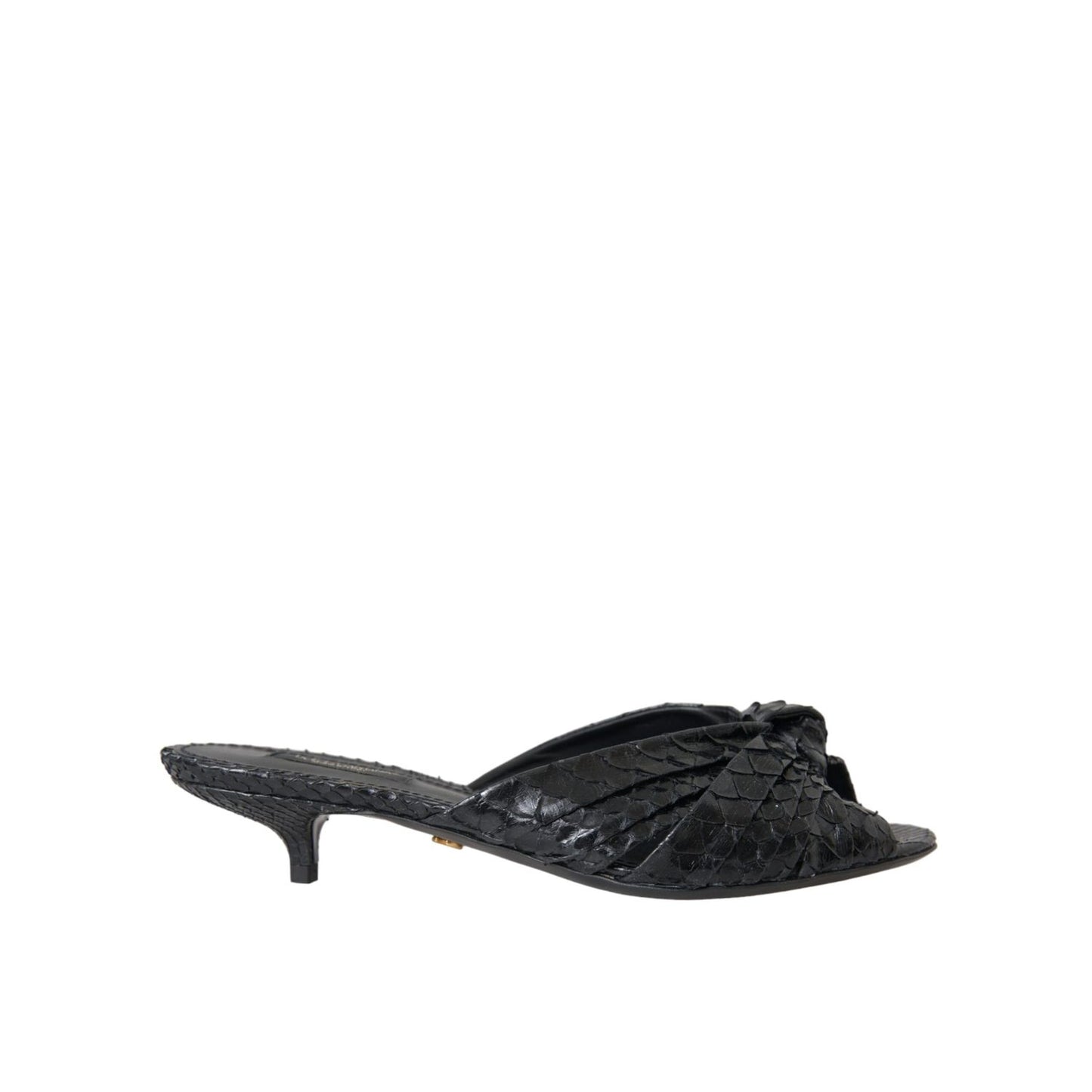 Dolce & Gabbana Black Exotic Leather Heels Slides Shoes