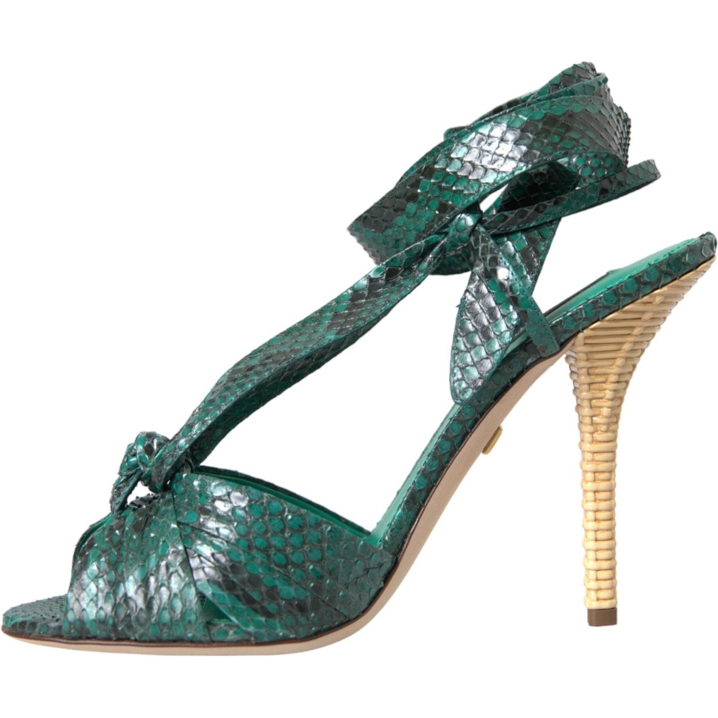 Dolce & Gabbana Green Exotic Leather Heels Sandals Shoes Dolce & Gabbana