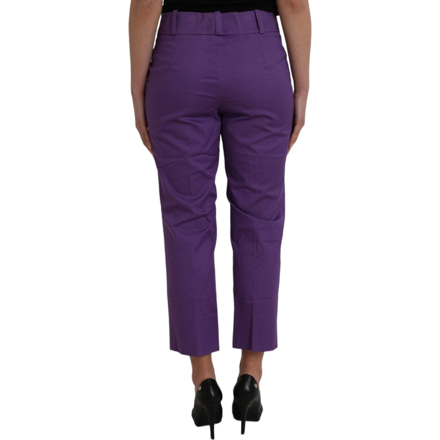 BENCIVENGA Purple Cotton MidWaist Straight Cropped Pants BENCIVENGA