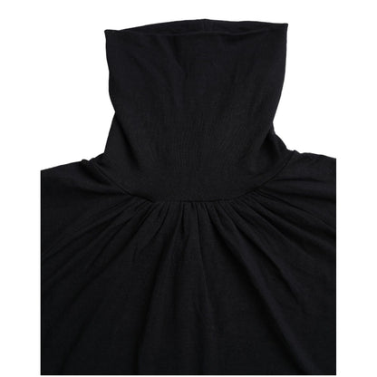 Costume National Black Turtleneck Viscose Short Sleeve Top