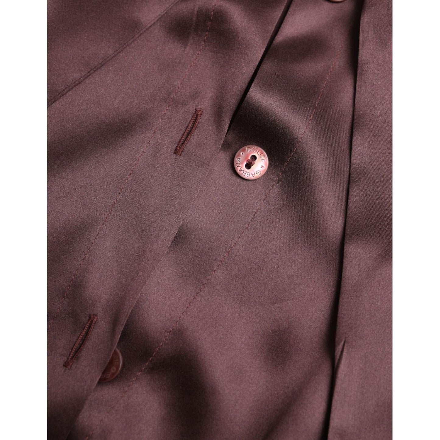 Dolce & Gabbana Brown Ascot Collar Long Sleeve Top Blouse