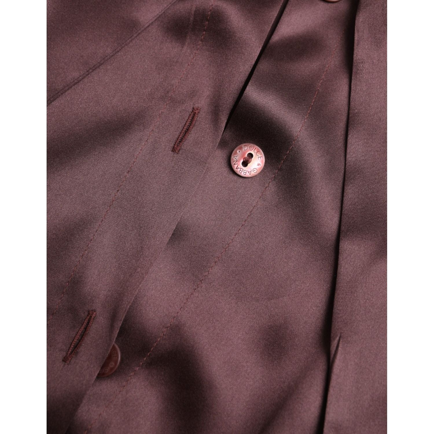 Dolce & Gabbana Brown Ascot Collar Long Sleeve Top Blouse
