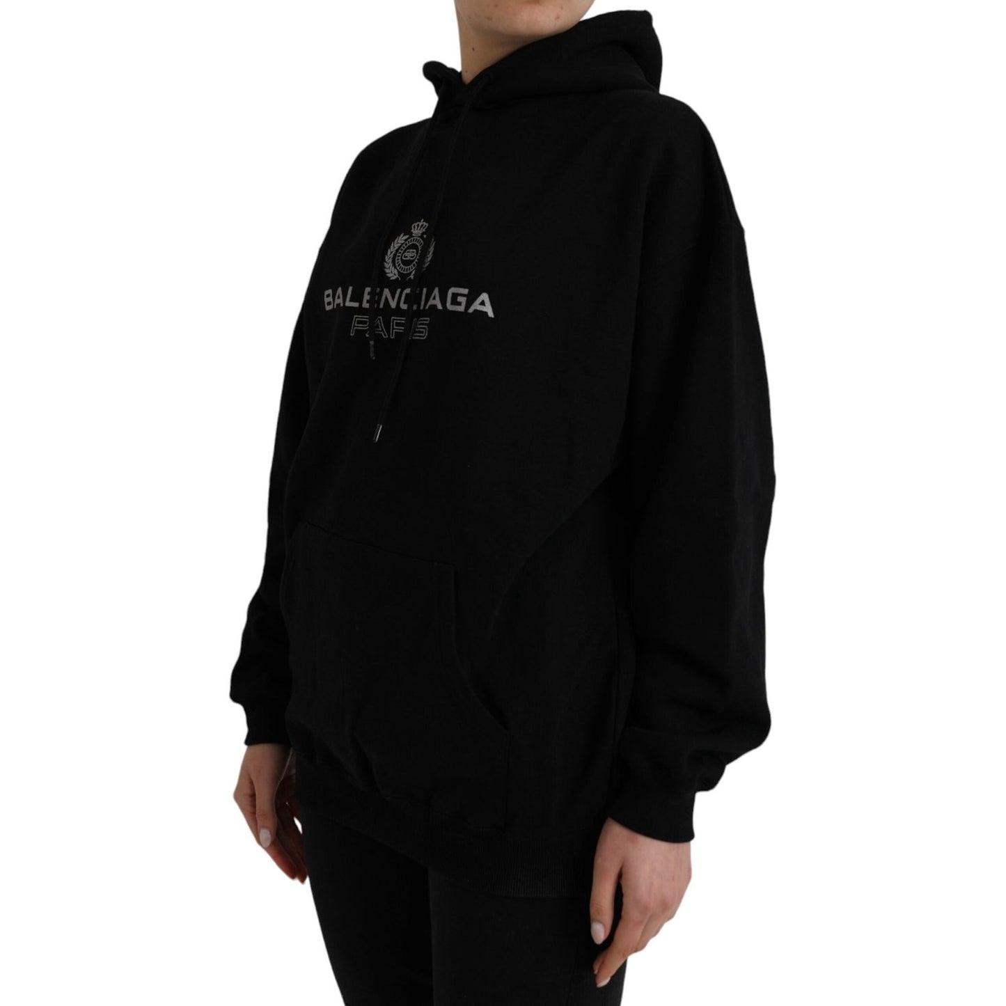 Balenciaga Black Cotton Logo Hooded Pullover Sweatshirt Sweater Balenciaga