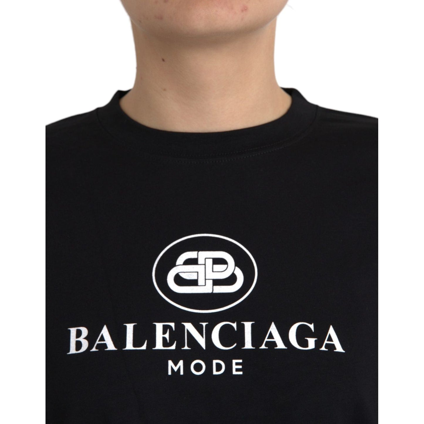 Balenciaga Black Cotton Logo Crew Neck Short Sleeves T-shirt Balenciaga