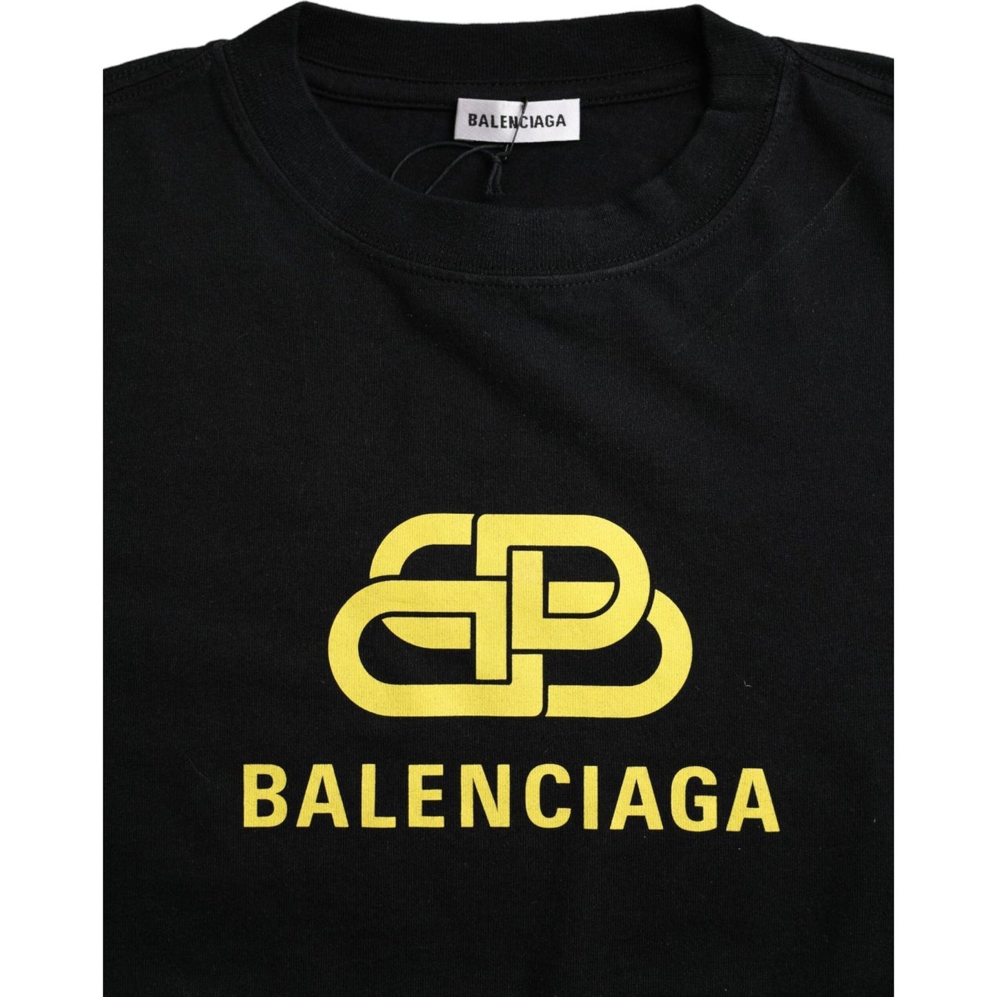 Balenciaga Black Cotton Logo Print Crew Neck Short Sleeves T-shirt Balenciaga