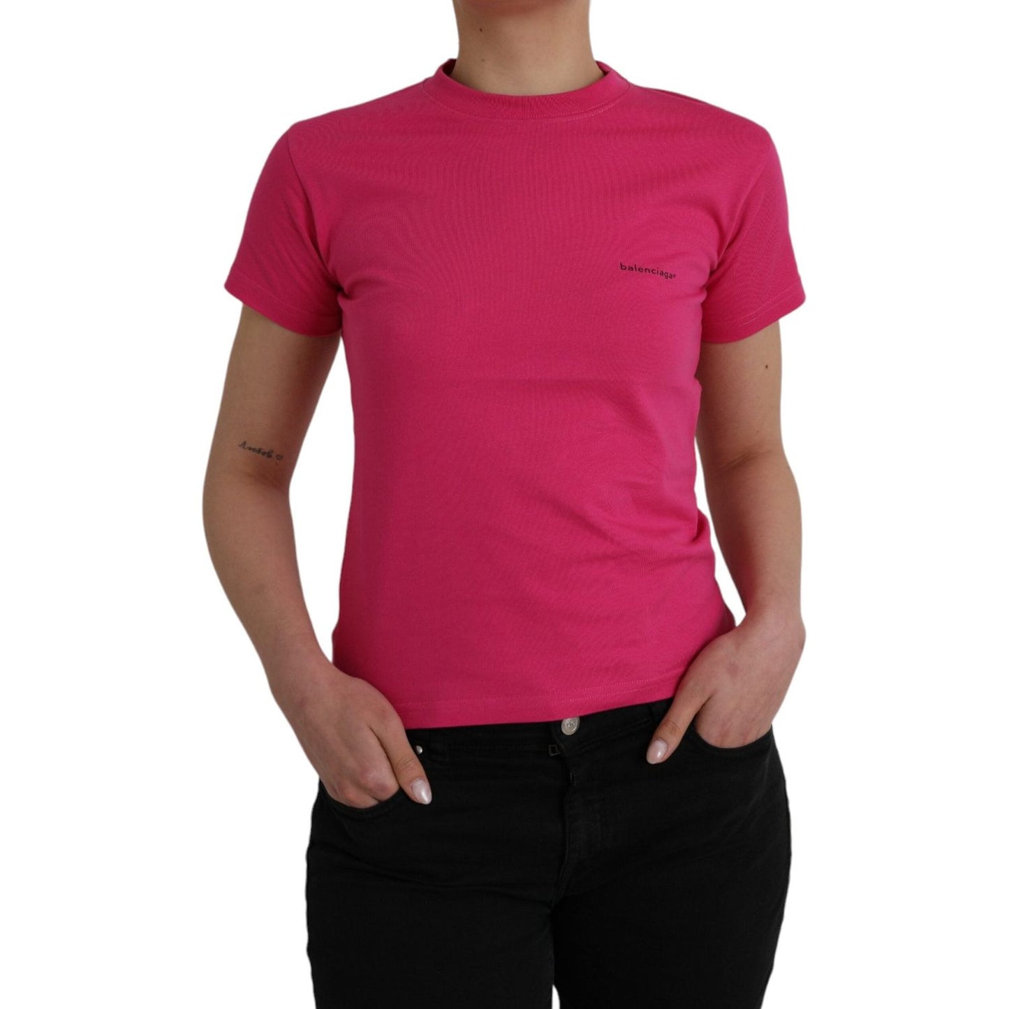 Balenciaga Pink Cotton Crew Neck Short Sleeves Tee T-shirt Balenciaga