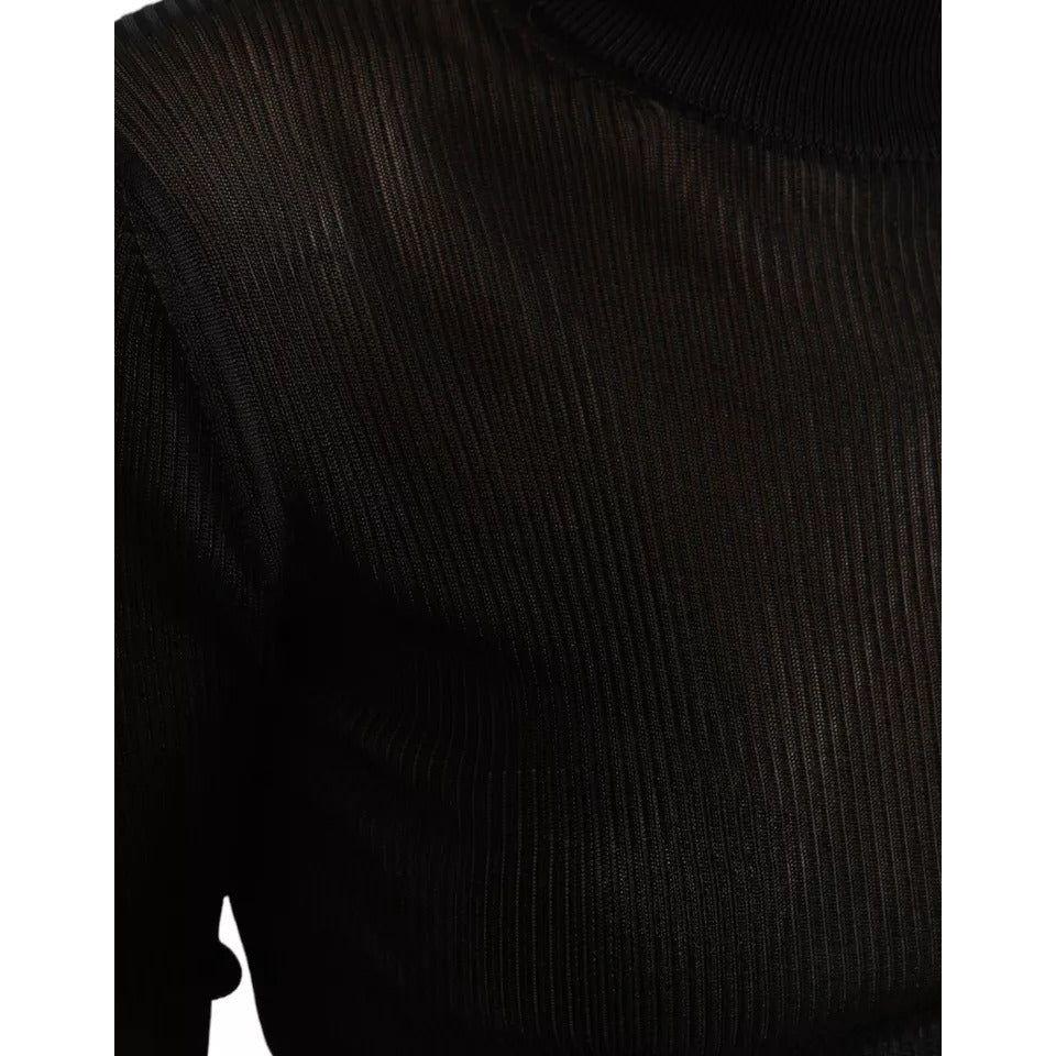 Dolce & Gabbana Black Viscose Turtle Neck Pullover Sweater Dolce & Gabbana