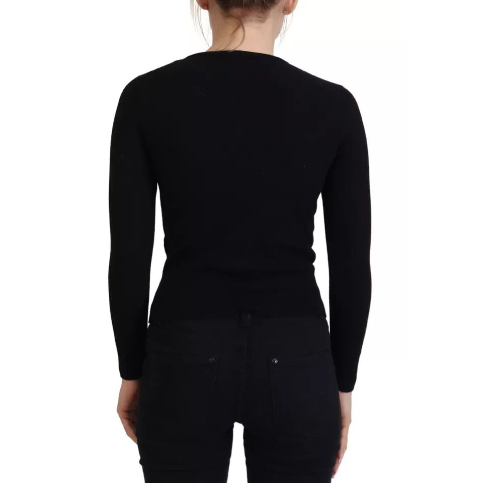 Dolce & Gabbana Black Button Down Slim Cardigan Wool Sweater