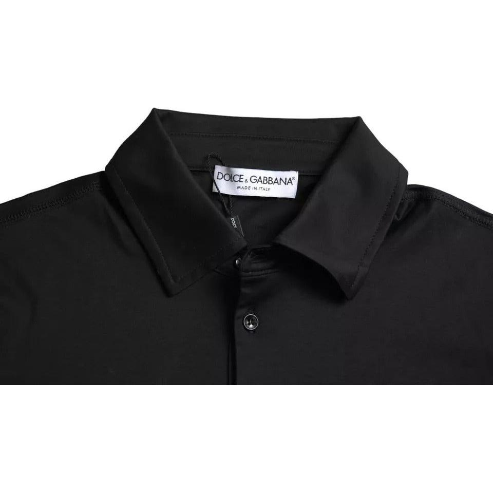 Dolce & Gabbana Black Logo Cotton Collared Polo Top T-shirt Dolce & Gabbana