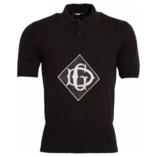 Dolce & Gabbana Brown Logo Collared Short Sleeve Men T-shirt Dolce & Gabbana