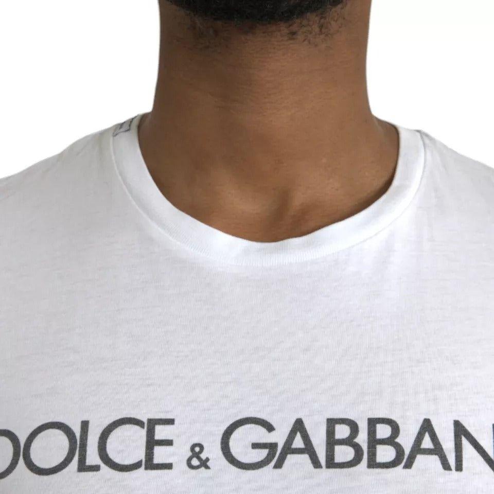 Dolce & Gabbana White Logo Cotton Crew Neck Short Sleeves T-shirt Dolce & Gabbana