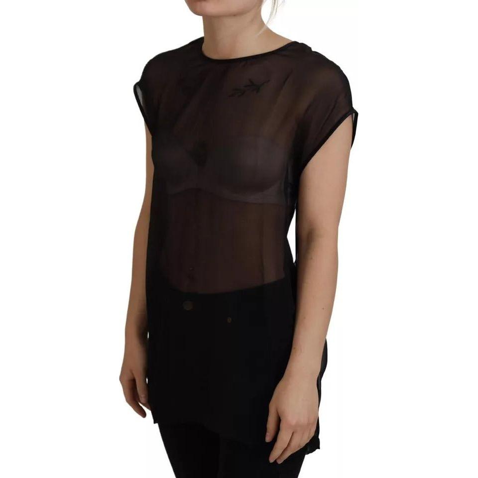 Dolce & Gabbana Black Mesh Transparent Blouse Pullover Top Dolce & Gabbana