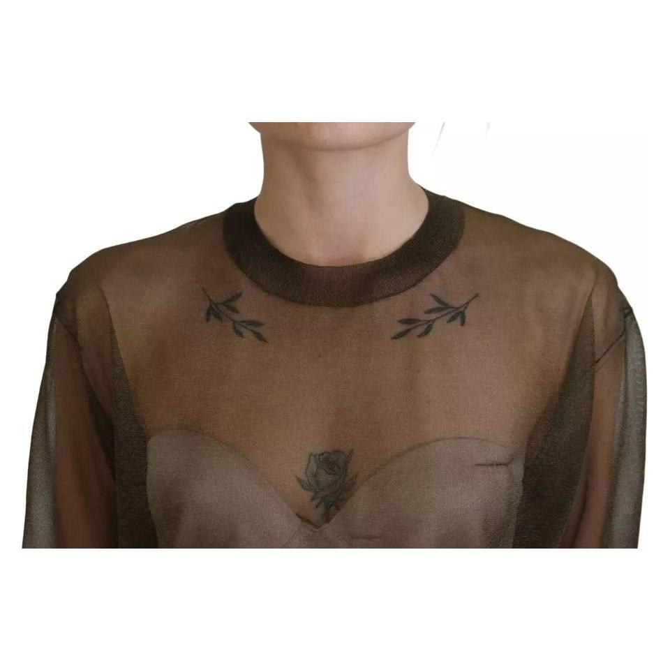 Dolce & Gabbana Black Transparent Crewneck Long Sleeves Top Dolce & Gabbana