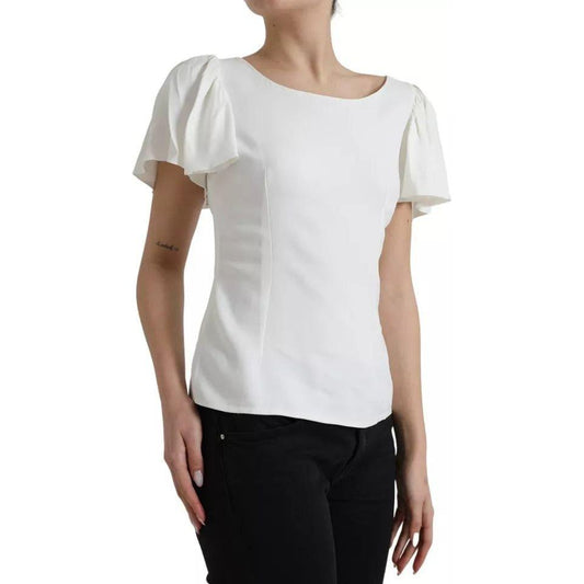 Dolce & Gabbana White Viscose Round Neck Short Sleeves Top 1728,67345645728,Clothing,Dolce & Gabbana,IT44 | L,Material: 51% Viscose 46% Acetate 3% Elastane,Preowned / Defect,T-Shirts - Clothing,T-Shirts - T-Shirts - Clothing,Tops & T-Shirts - Women - Clot