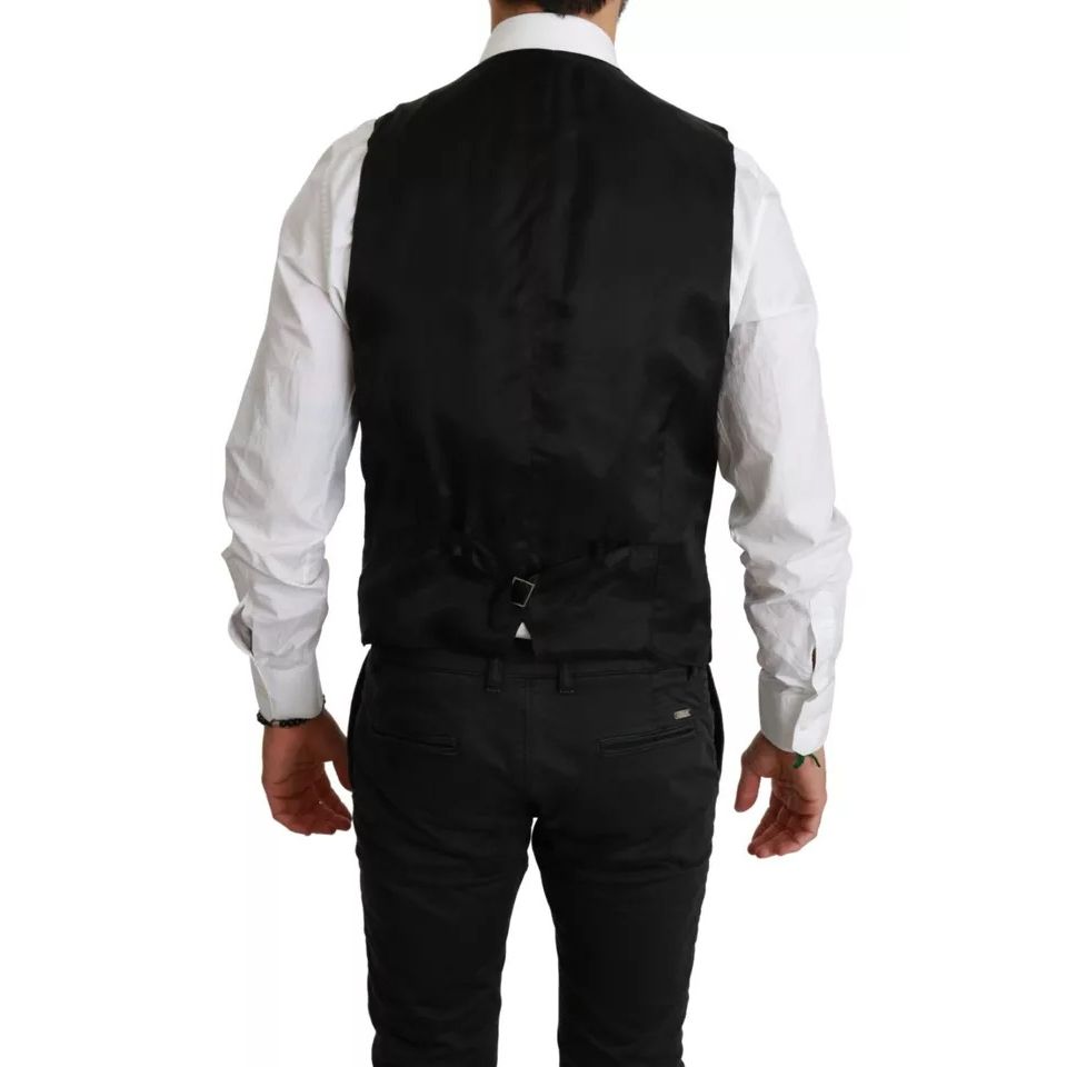 Dolce & Gabbana Black Stretch Waistcoat Formal Dress Wool Vest