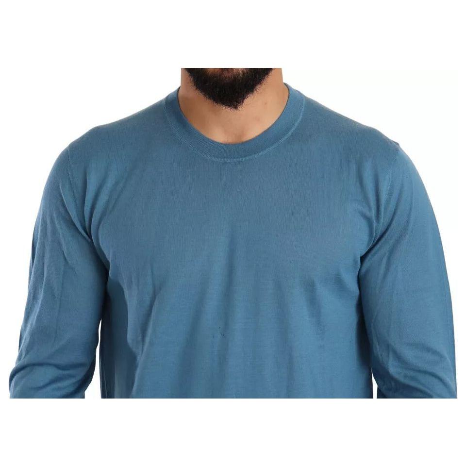 Dolce & Gabbana Blue Cashmere Crewneck Pullover Logo Sweater Dolce & Gabbana