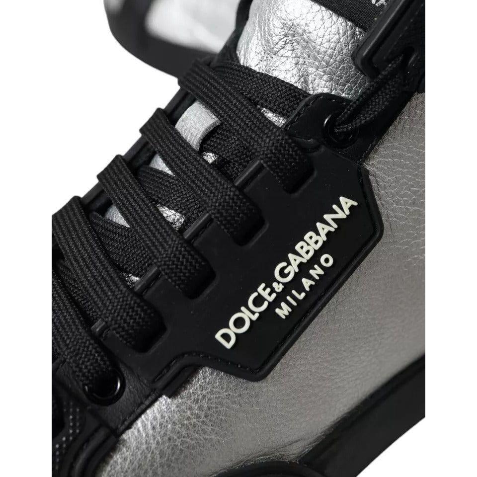 Dolce & Gabbana Black Silver Logo Mid Top Men Sneakers Shoes Dolce & Gabbana