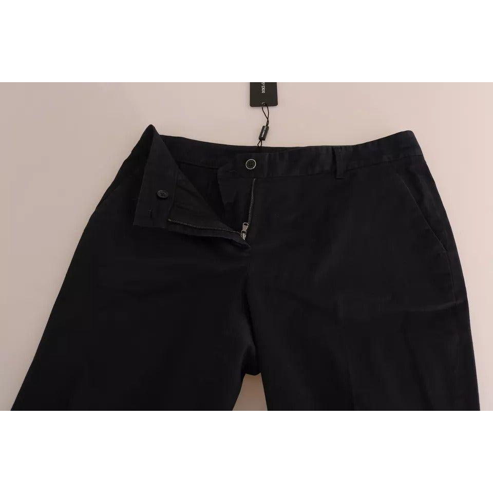 Dolce & Gabbana Black Cotton Cropped Capri Pants Dolce & Gabbana