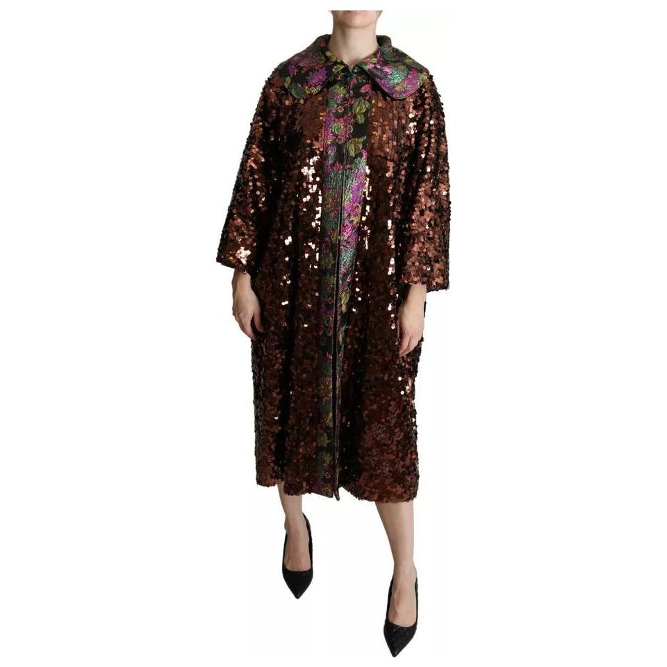 Dolce & Gabbana Multicolor Sequined Long Coat Jaquard Jacket Dolce & Gabbana