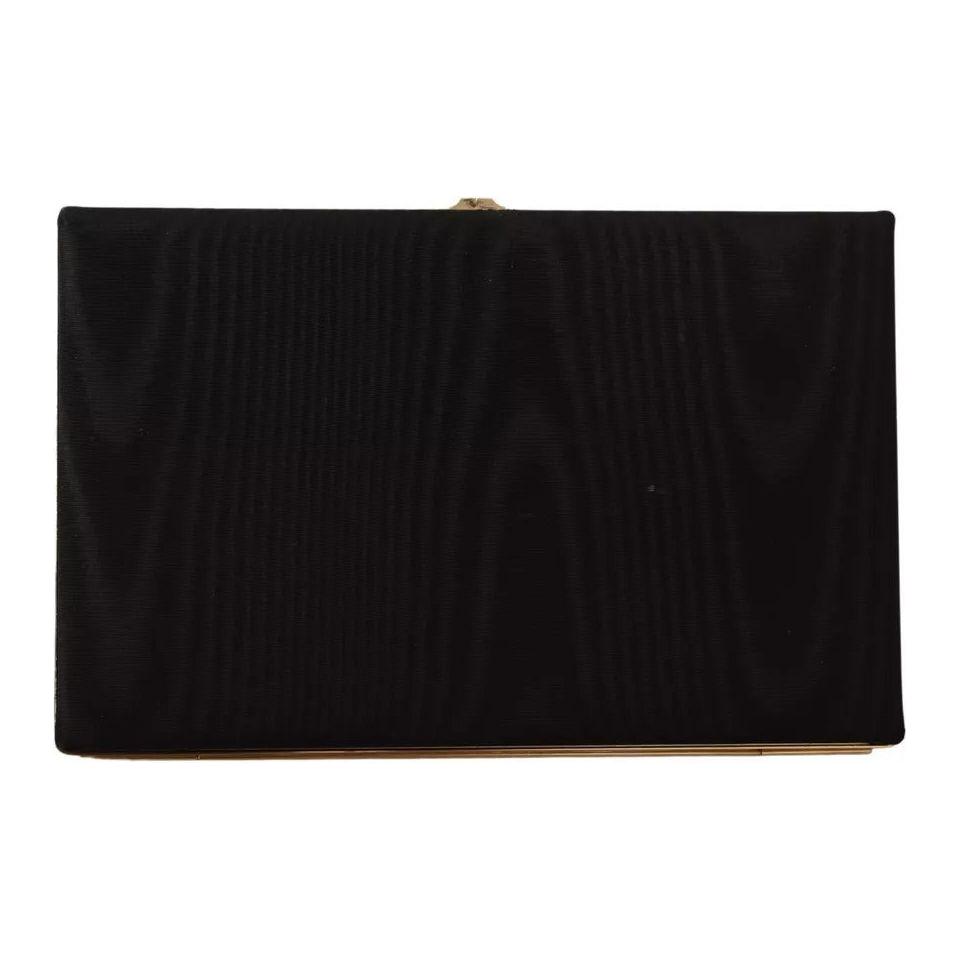 Dolce & Gabbana Black Silk Gold Frame Clutch Evening Party Purse Bag Dolce & Gabbana