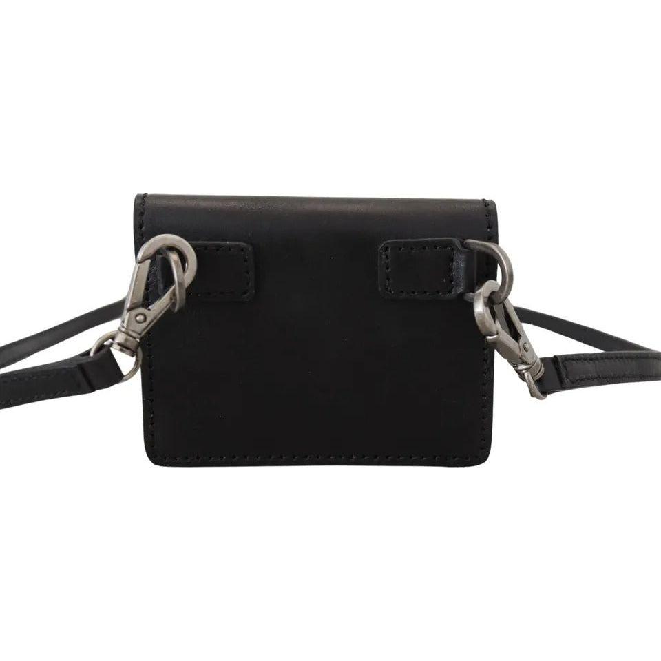 Dolce & Gabbana Black Leather Bifold Shoulder Sling Women Wallet Dolce & Gabbana