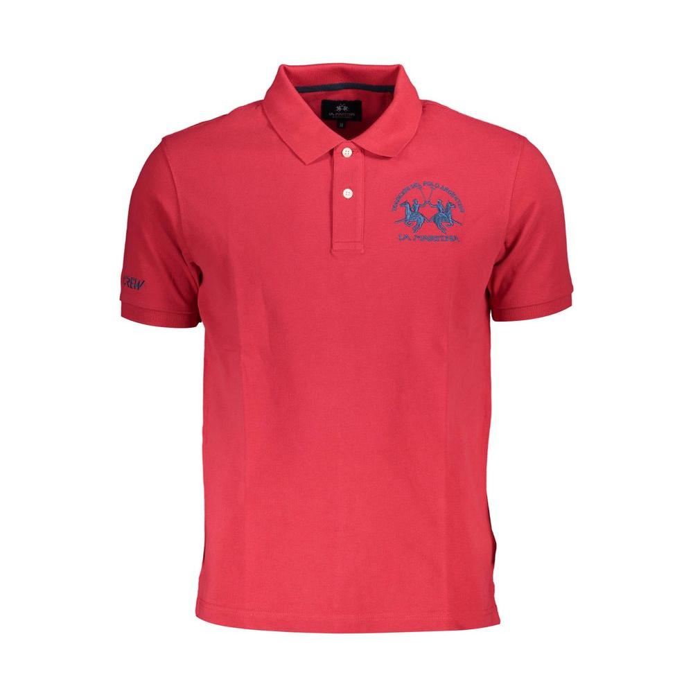 La Martina Red Cotton Men Polo Shirt La Martina