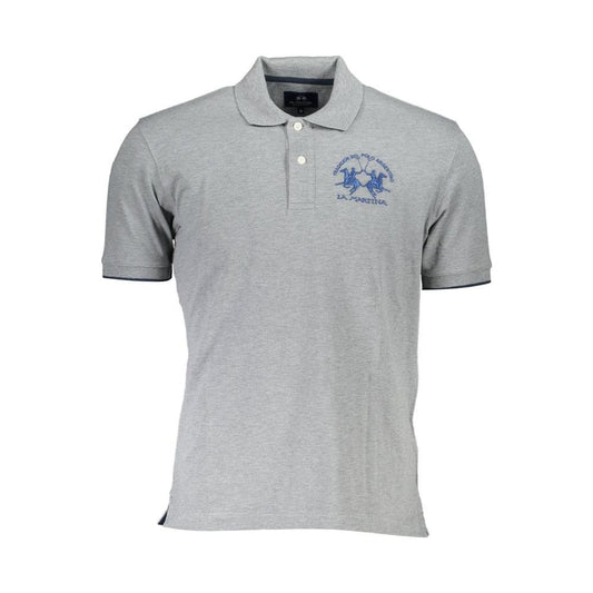 La Martina Gray Cotton Men Polo Shirt La Martina