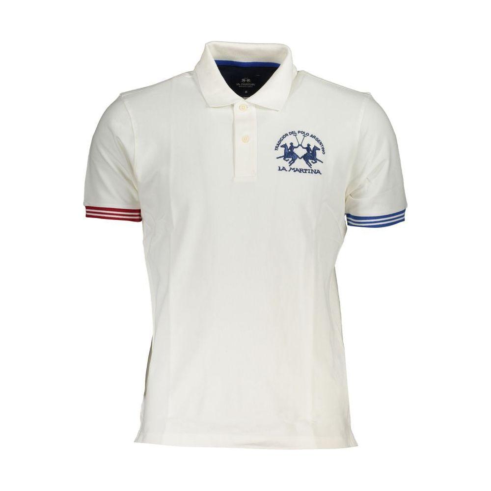 La Martina Elegant White Polo with Contrast Details La Martina