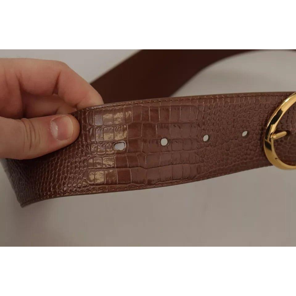 Dolce & Gabbana Brown Wide Waist Leather Gold Oval Metal Buckle Belt Dolce & Gabbana