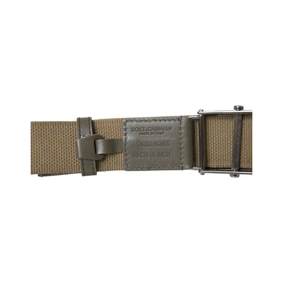 Dolce & Gabbana Brown Canvas Square Metal Buckle Men Belt Dolce & Gabbana