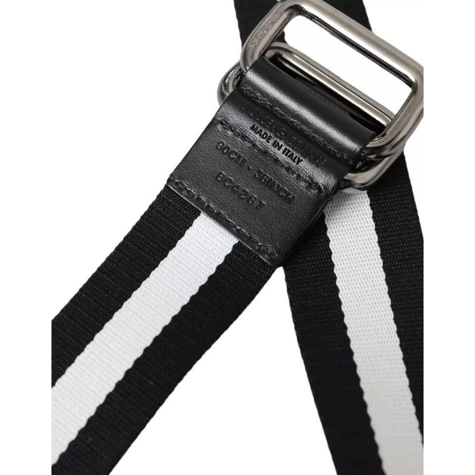 Dolce & Gabbana Orange Canvas Logo Print Metal Buckle Men Belt Dolce & Gabbana