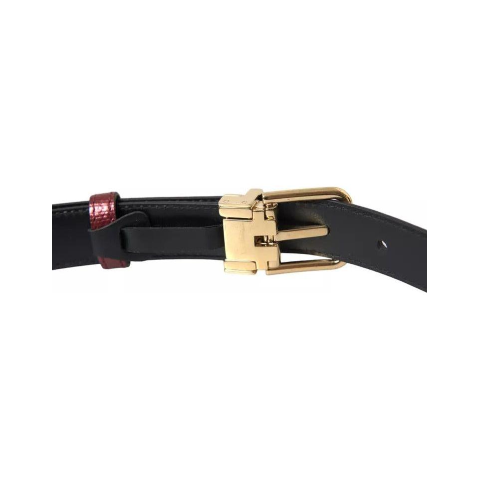 Dolce & Gabbana Maroon Leather Gold Metal Buckle Men Belt Dolce & Gabbana