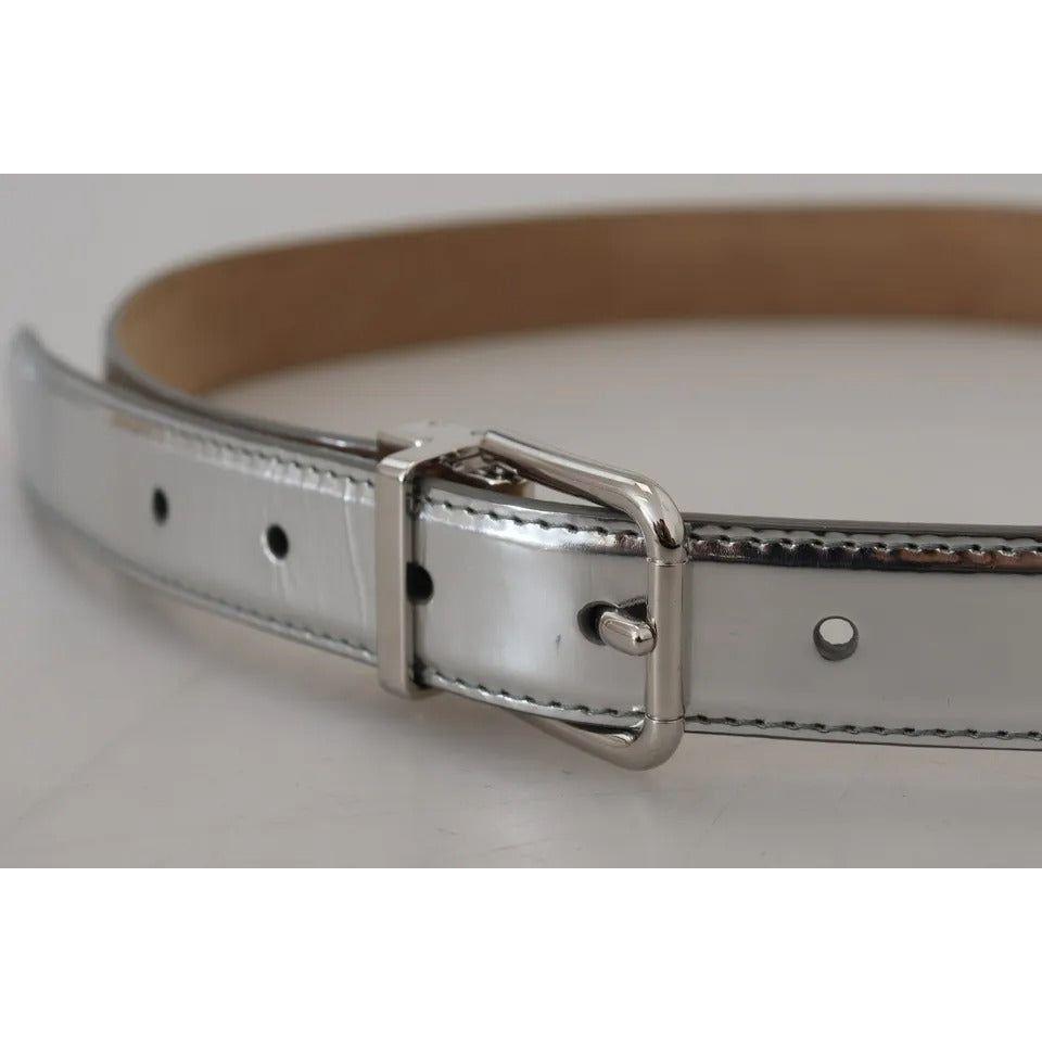 Dolce & Gabbana Silver Leather Metal Buckle Belt Dolce & Gabbana