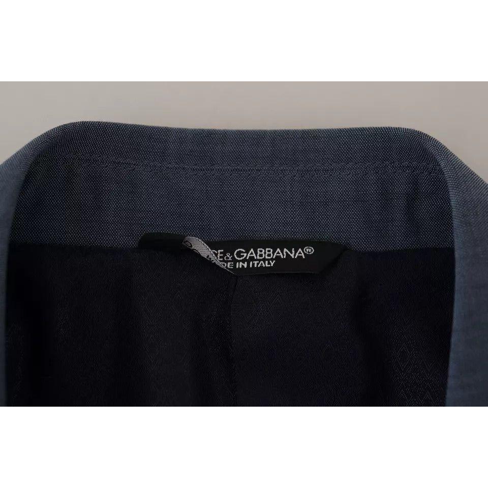 Dolce & Gabbana Blue Wool Stretch Slim Fit Jacket Blazer Dolce & Gabbana