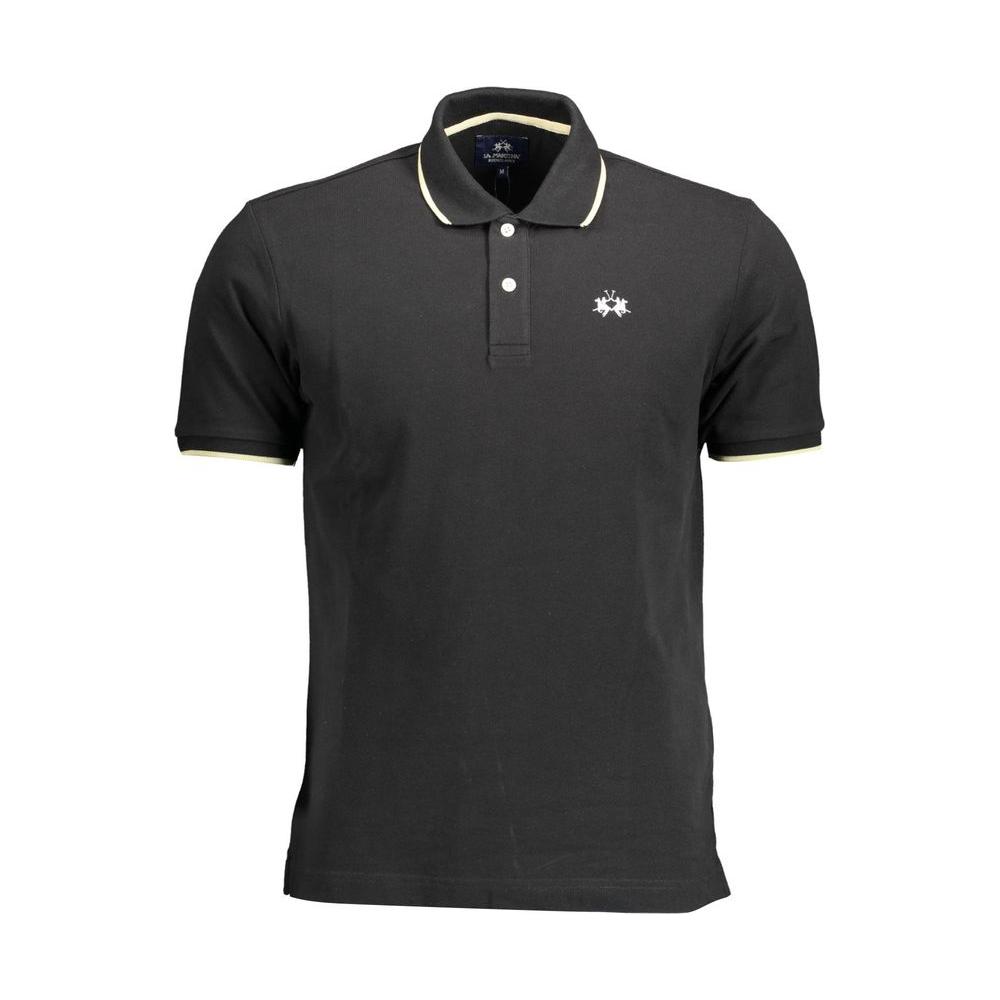 La Martina Black Cotton Men Polo Shirt La Martina