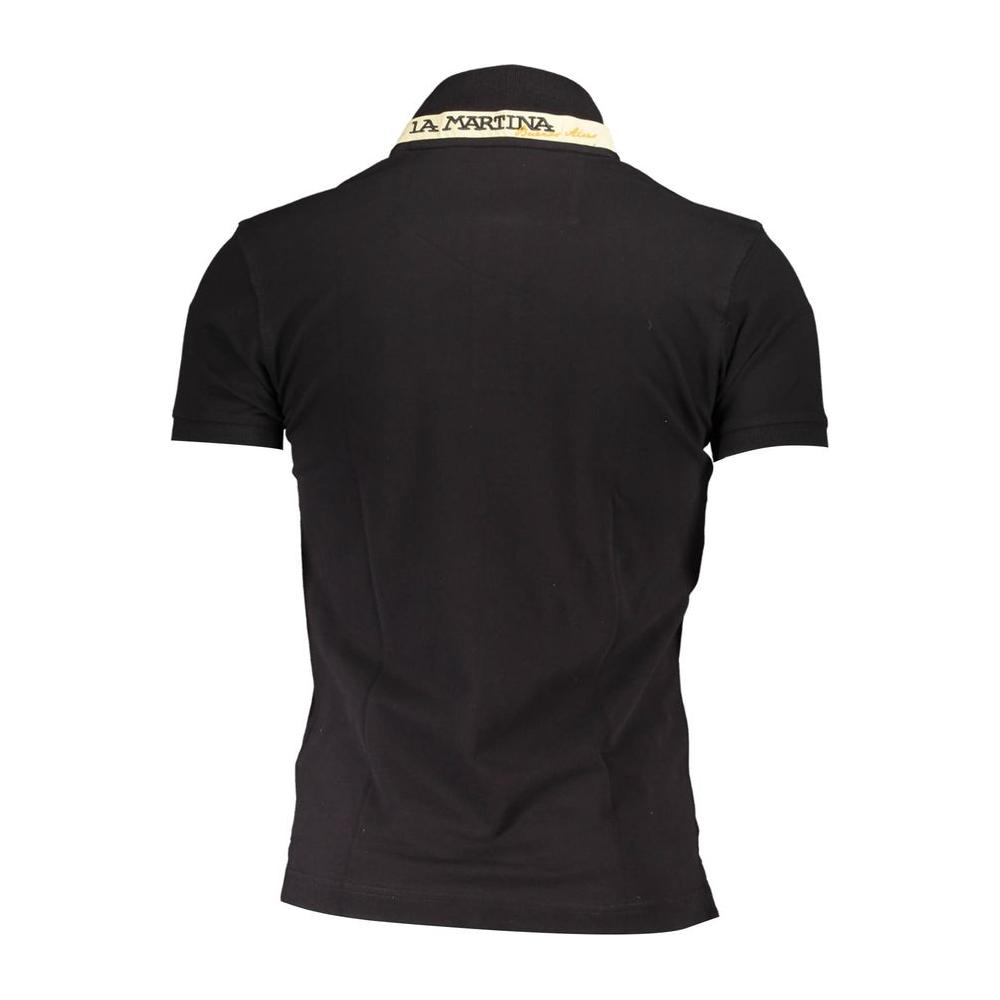 La Martina Black Cotton Men Polo Shirt La Martina