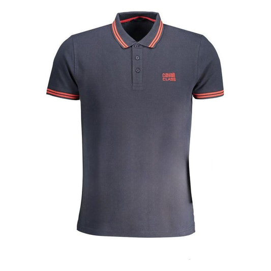 Cavalli Class Blue Cotton Polo Shirt Cavalli Class